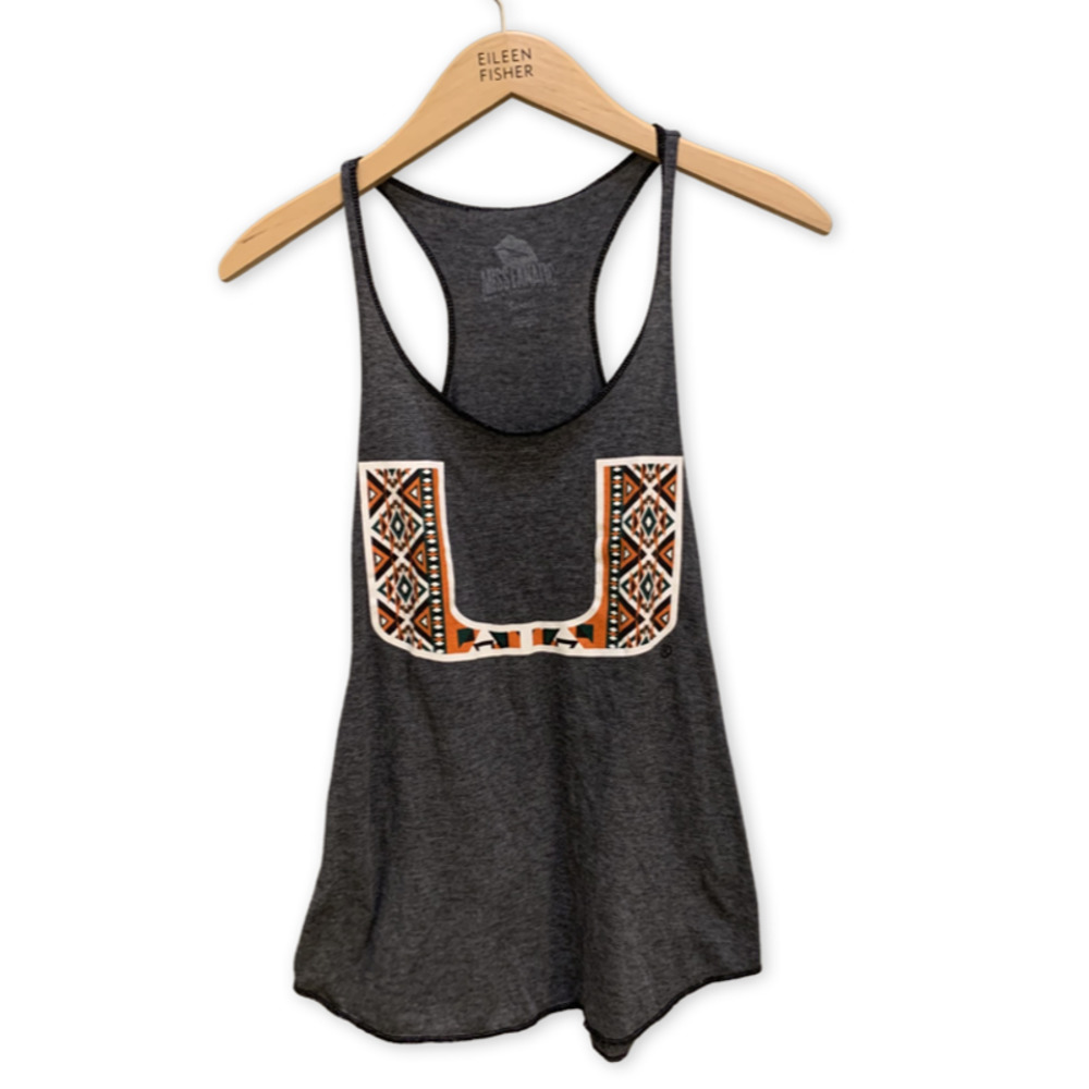 University of Miami Miss Fanatic Grey Racer Back Tank Top